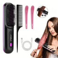 Portable Wireless Hair Straightener Comb – USB Rechargeable, 3-Speed, Negative Ion