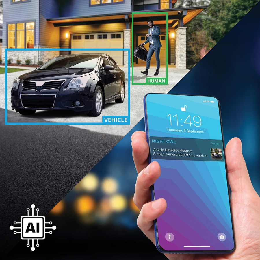 Night Owl FWR8 Wi-Fi Security System — 3 Wire-Free 2K Cameras + 64GB Storage