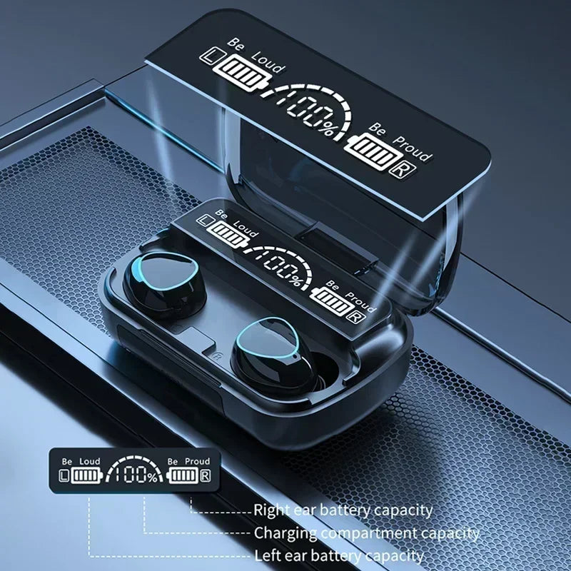 TWS M10 Wireless Bluetooth Headset with Charge Box for Phone Noise Cancelling Mic Earbuds LED Display Headphones Sport Earphones