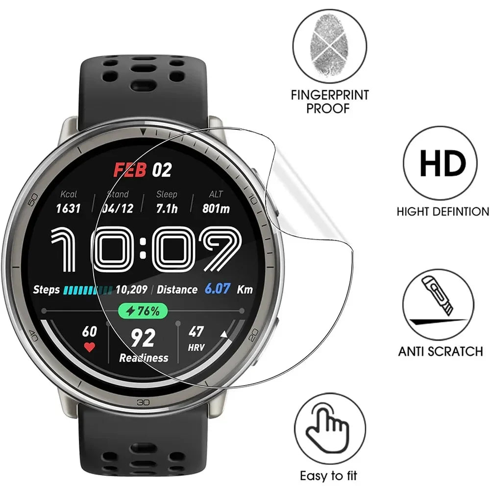1-3Pcs For Amazfit Active 2 Watch Clear Slim Soft TPU Hydrogel Film For Amazfit Active 2 Screen Protector Curved Soft Edge