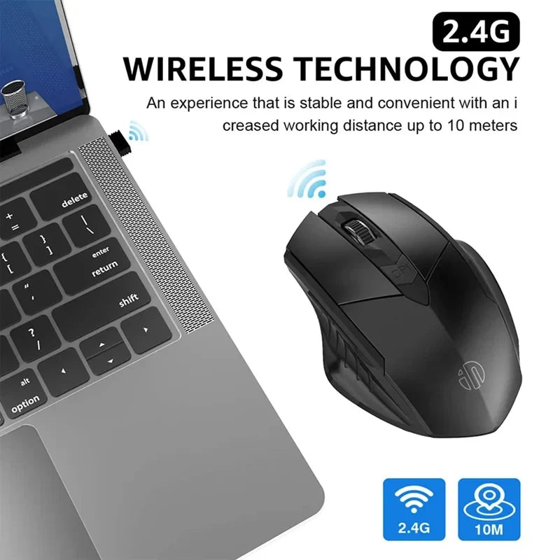 Inphic F1S Rechargeable 2.4G Wireless Mouse Office Mute Ergonomic And Skin-friendly Materials Support PC Laptop Tablet Universal