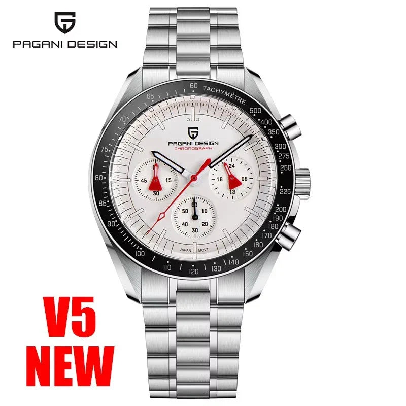 2026 New PAGANI DESIGN V5 Moon Men's Watches Top Luxury Quartz Watch For Men Chronograph Waterproof Sport Stainless Steel Clock