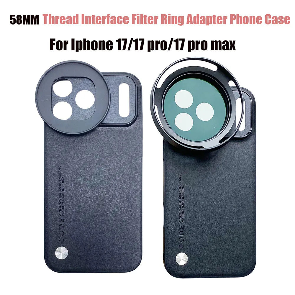 For Iphone 17 / 17 Pro / 17 Pro Max 58MM Thread Interface Filter Ring Adapter Phone Case For Universal ZOMEI CPL VU Star Filter