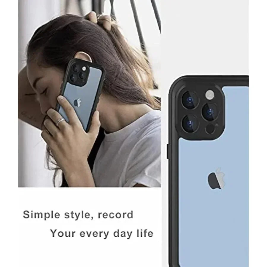 Full Sealed Clear IP68 Waterproof Case For iPhone 16 15 14 Plus 13 12 11 Pro Max Mini XS XR X Shockproof Cover Screen Protector