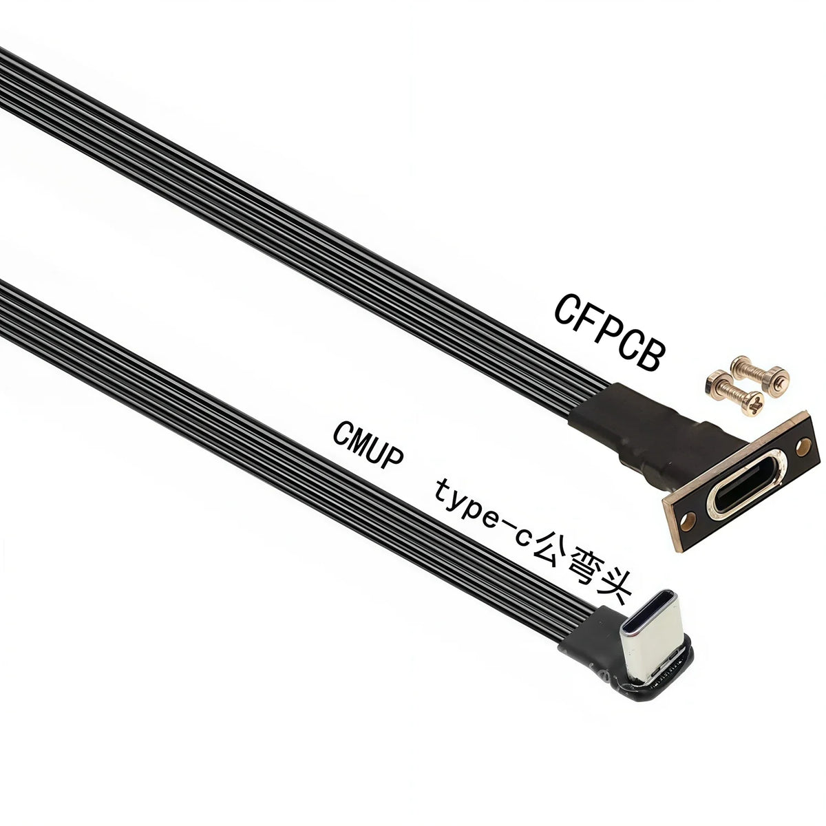 50CM Type C to USB-C 90° Angled adapter cable Power bank flexible cable PD cable charging cable USB C bend flat silicone cable
