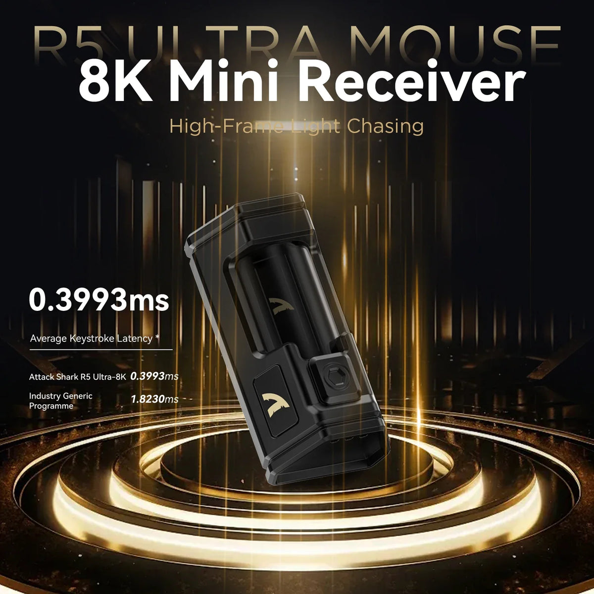 ATTACK SHARK R5 ULTRA Wireless Gaming Mouse - 8K Polling,PAW3950MAX Sensor,42,000 DPI,Carbon Fiber Ultra-Light for Pro Esport