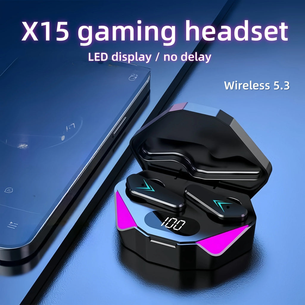 X15 TWS Wireless Bluetooth Headset LED Display Gamer Earbuds with Mic Wireless Headphones Noise Cancelling Bluetooth Earphones
