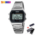 SKMEI 1123 Luxury Retro Digital Sports Watch for Men Stainless Steel Waterproof Mens Wristwatches Steel Clock 1328 Reloj Hombre