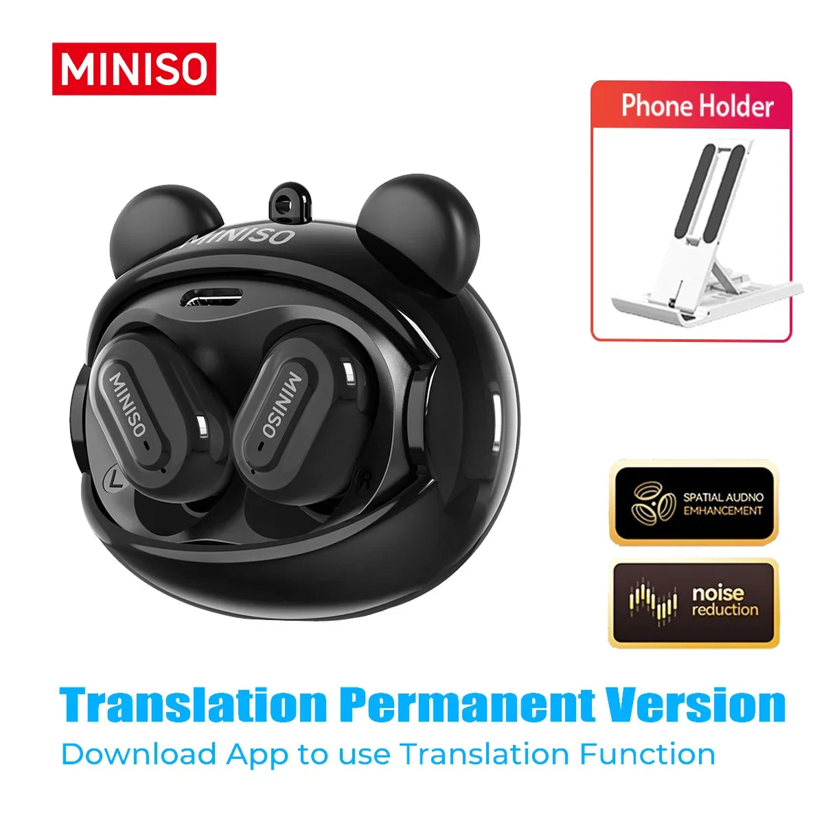 MINISO MS118 Bluetooth Earphone AI Translation Earbuds TWS in-Ear Wireless Headphones Face-Changing Bear DIY Earbuds