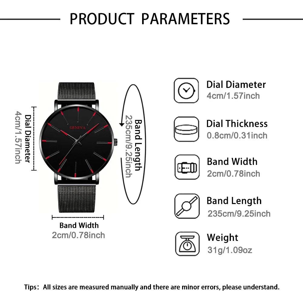 Minimalist Mens Fashion Ultra Thin Watches Simple Men Business Stainless Steel Mesh Belt Quartz Wrist Watch Relogio Masculino