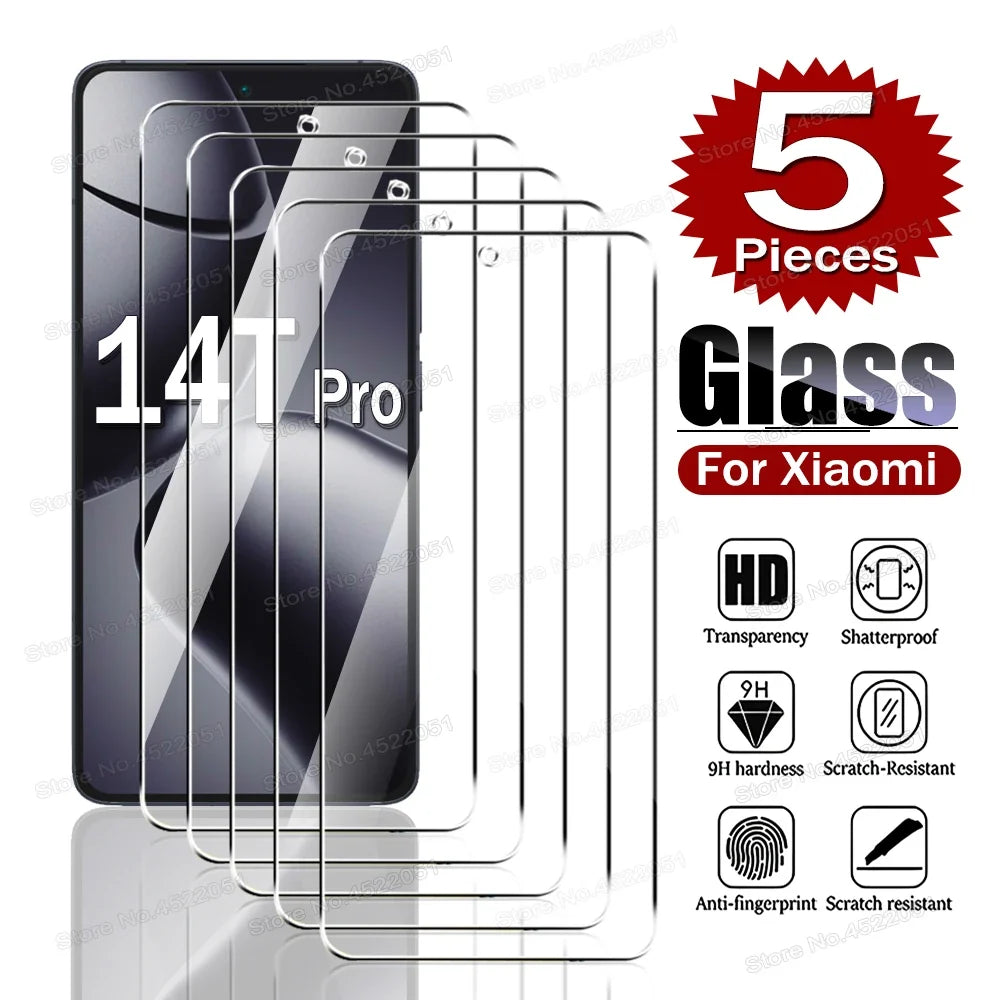 5PCS Screen Protector For Xiaomi 14T Pro 13 14 HD Tempered Glass For Xiaomi 14T 13T 12T 11T 10T Pro 11 12 Lite 5G 9H Clear Film