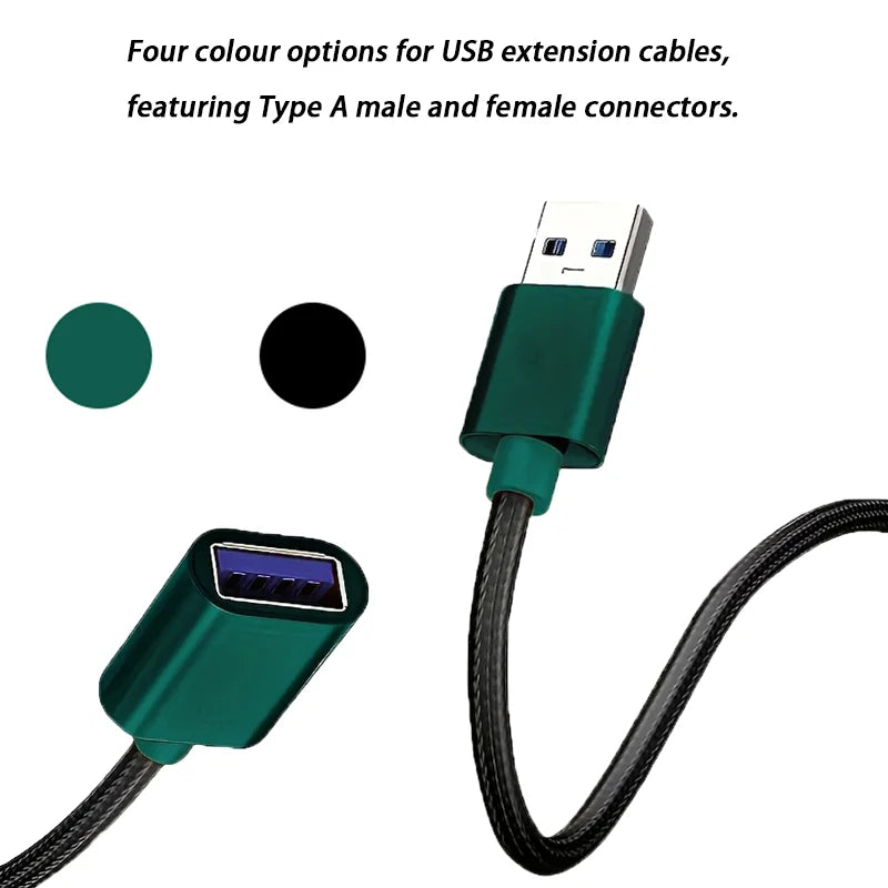 USB extension cable, suitable for keyboards, mice, game consoles, USB flash drives, printers, cameras, and other devices.