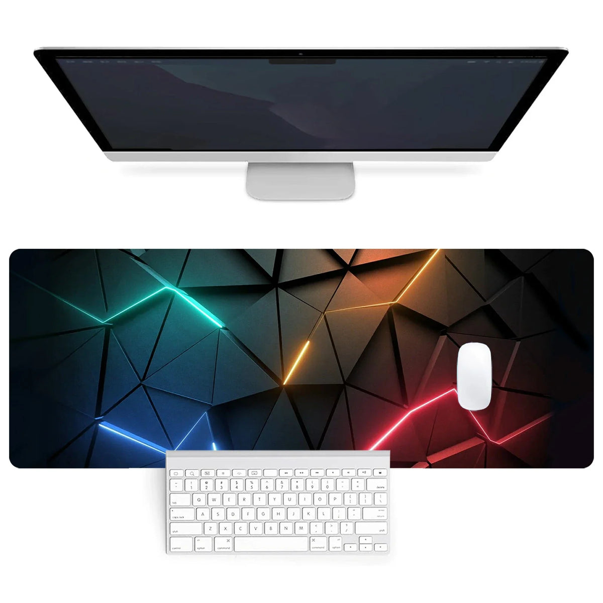 Mouse Pad Desk Pad Extended Mouse Mat 31.5x11.8in Large Computer Keyboard Desk Mat Desk Pad with Non-Slip Base and Stitched Edge