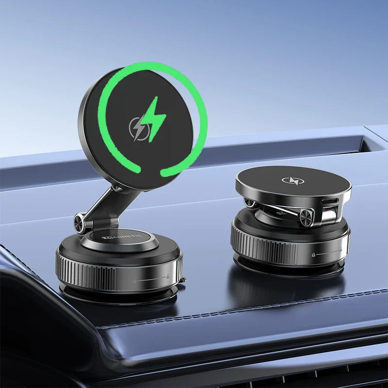 Magnetic Wireless Charger Holder Vacuum Phone Stand for Magsafe iPhone 16-12 Pro Max 360° Adjustable Suction Cup Car Dashboard