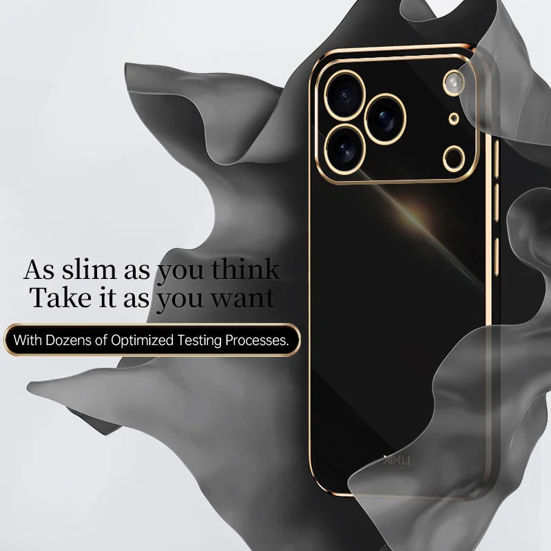 Solid Plating Phone Case For iPhone 17 Pro Max 17 Air 16e 16 Pro Max 16Plus 17Pro Max Cover Soft Silione Shockproof Cases Bumper