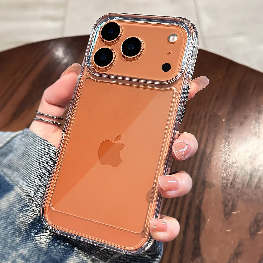 Luxury Transparent Shockproof Case For iPhone 17 16 15 14 13 12 11 Pro Max Air Plus Clear Bumper Acrylic Cases Cover