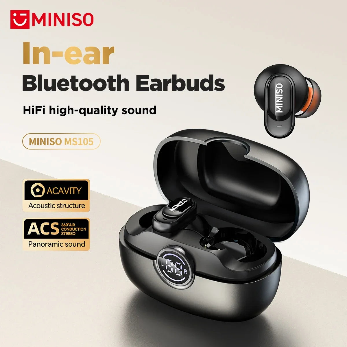 MINISO MS105 Bluetooth Earphone In-Ear Earbuds Soft Earbuds Wireless Headphones Waterproof IPX5