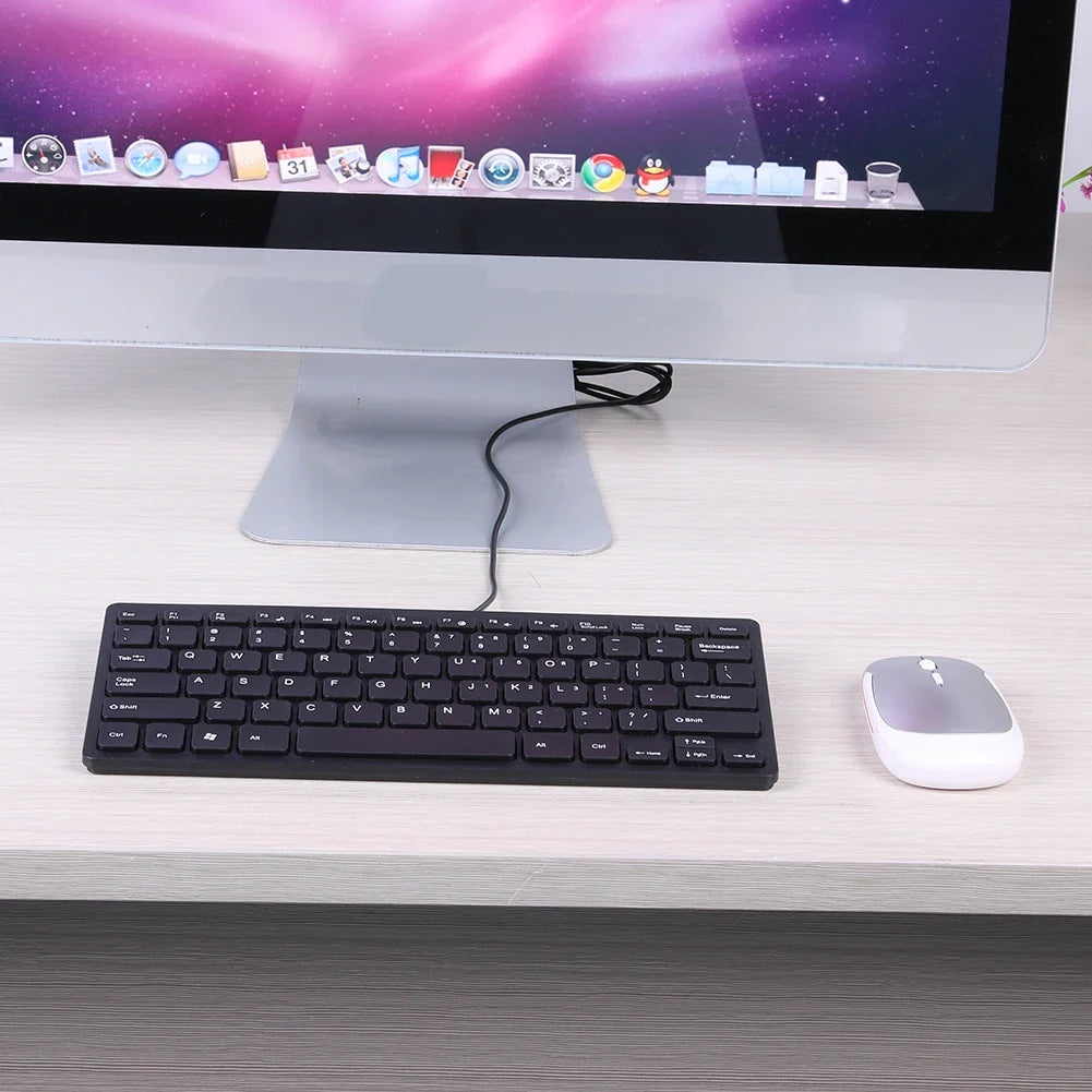 K1000 Super Slim USB Mini Multimedia Wired Keyboard 78 Keys Kaypad for Notebook