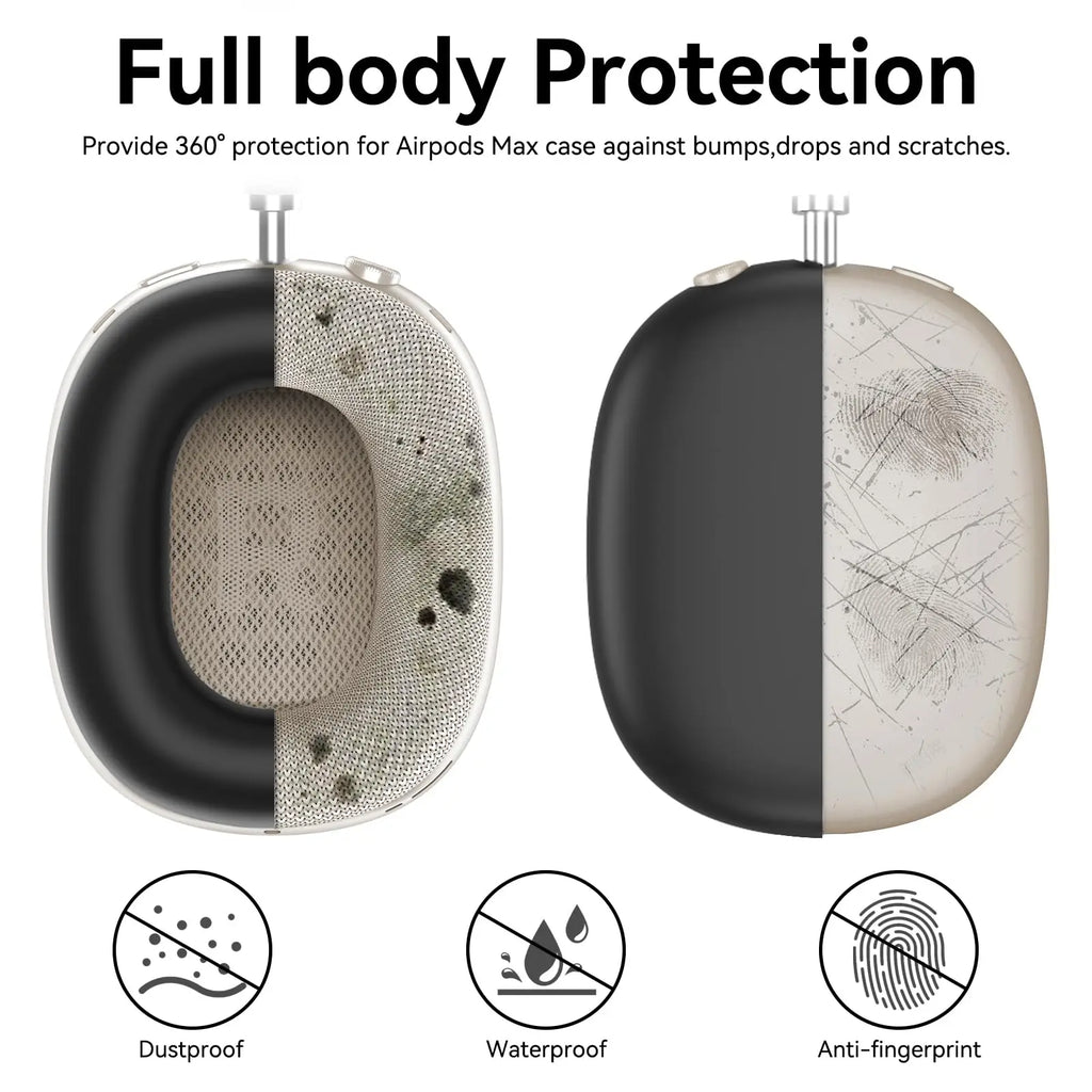 4 in 1 Silicone Case Cover for AirPods Max Headphones, Ear Pad Case Cover/Ear Cups Cover/Headband Cover for AirPod Max -Black