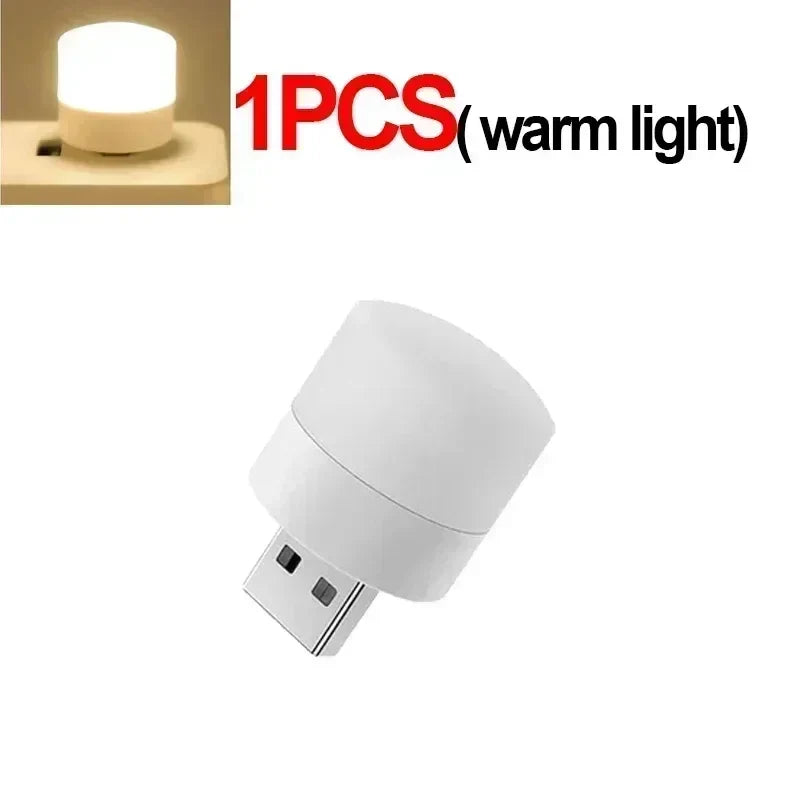50-1PCS USB Night Light Mini LED Night Light USB Plug Lamp Power Bank Charging USB Book Lights Round Reading Eye Protection Lamp