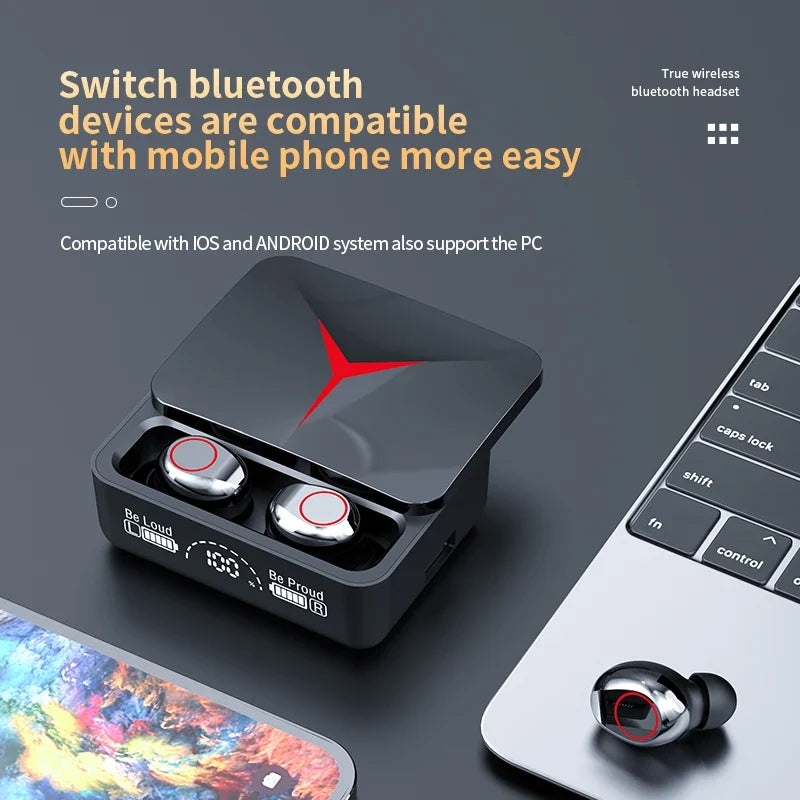 New M90 Pro Bluetooth 5.3 Earphones Wireless Headphones Touch Control Gamer Headset HIFI Stereo Noise Reduction earbuds With Mic