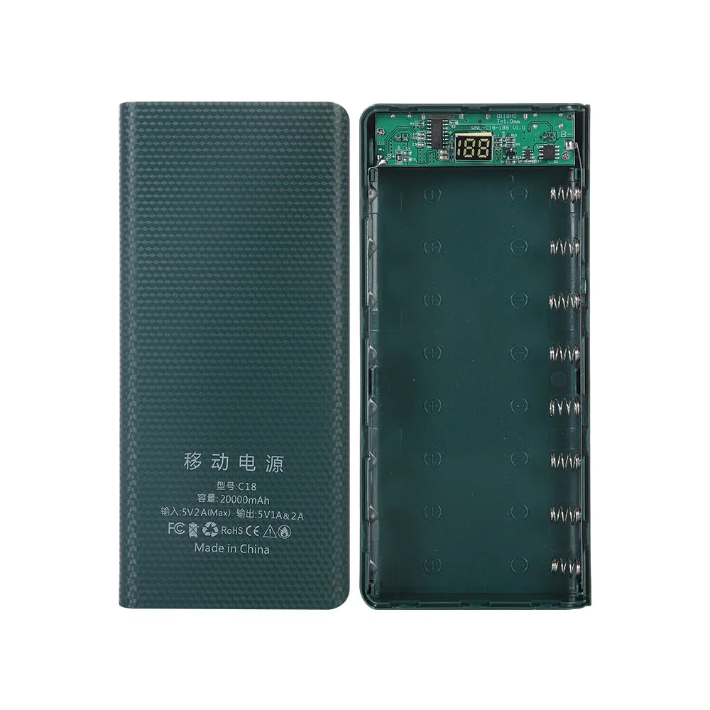 DIY 8*18650 Battery Power Bank Case 20000mAh solder-free sheath DIY power bank housing kit digital tube display