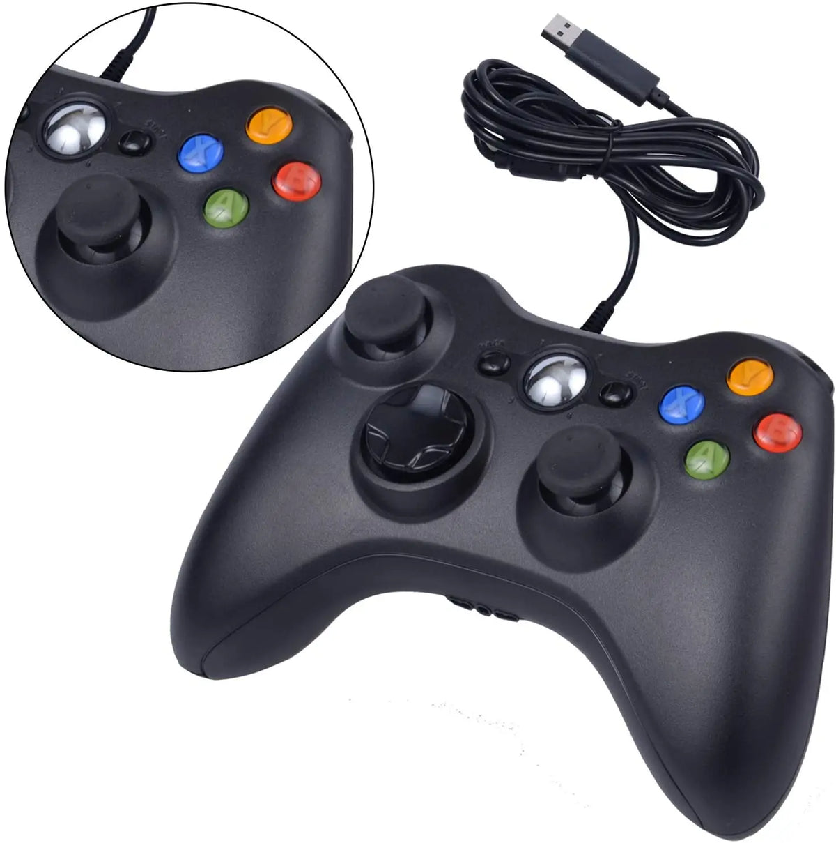 Wired Game Controller for Xbox 360 with Dual-Vibration,Compatible with Xbox 360/360 Slim&PC Windows 7,8,10,11