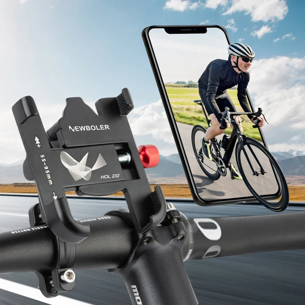 NEWBOLER MTB Phone Mount Stand Bicycle Holder 360° Rotatable Aluminum Adjustable Bike Phone Holder Non-slip Cycling Bracke