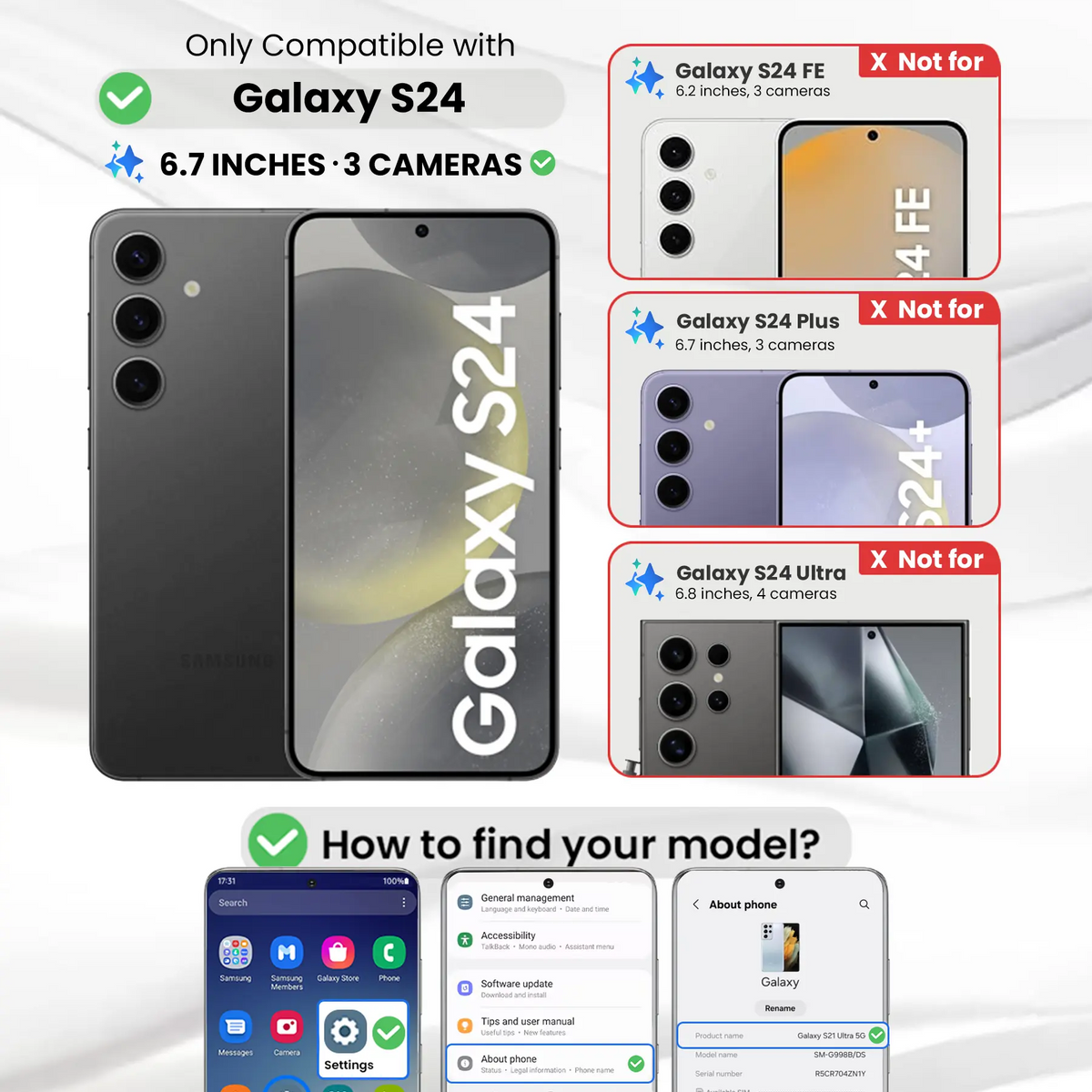 Entronix Clear Screen Protector Compatible with Galaxy S24 - 2-Piece Combo