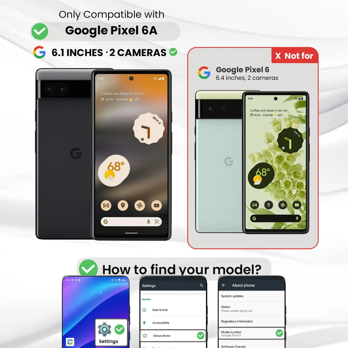 Entronix Clear Screen Protector Compatible with Pixel 6a - 2-Piece Combo