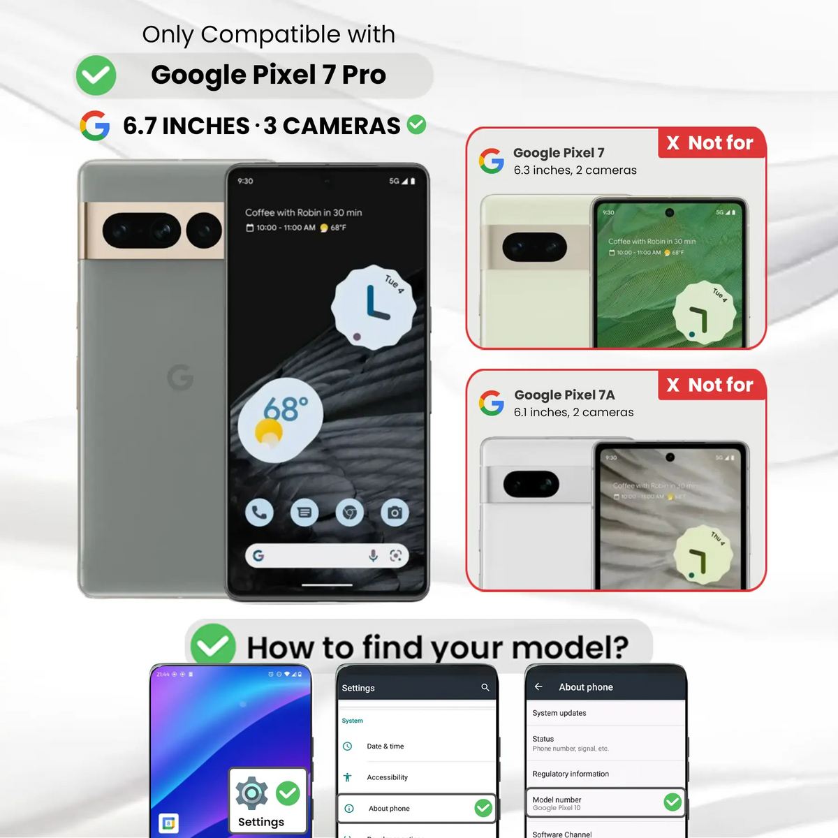 Entronix Clear Screen Protector Compatible with Pixel 7 Pro - 2-Piece Combo