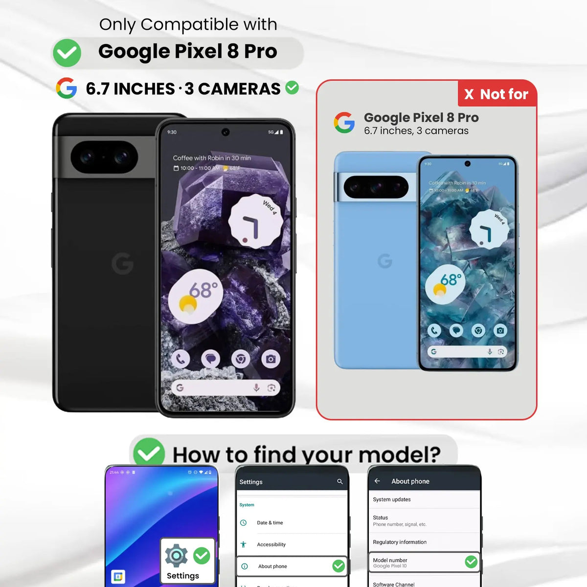 Entronix Clear Screen Protector Compatible with Pixel 8 Pro - 2-Piece Combo