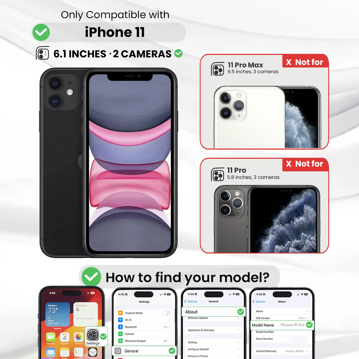 Entronix Case Compatible with iPhone 11 - [Hard Back] Slim Clear