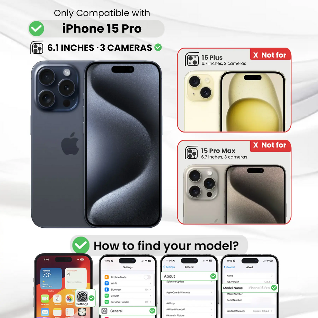 Entronix Bundle Compatible with iPhone 15 Pro - [Hard Back] Clear Case & 1 Clear Screen Protector