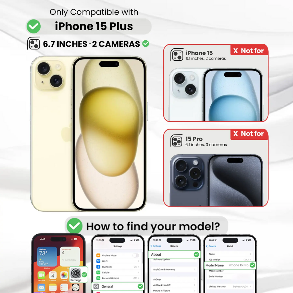 Entronix Bundle Compatible with iPhone 15 Plus - [Hard Back] Clear Case & 2 Clear Screen Protectors