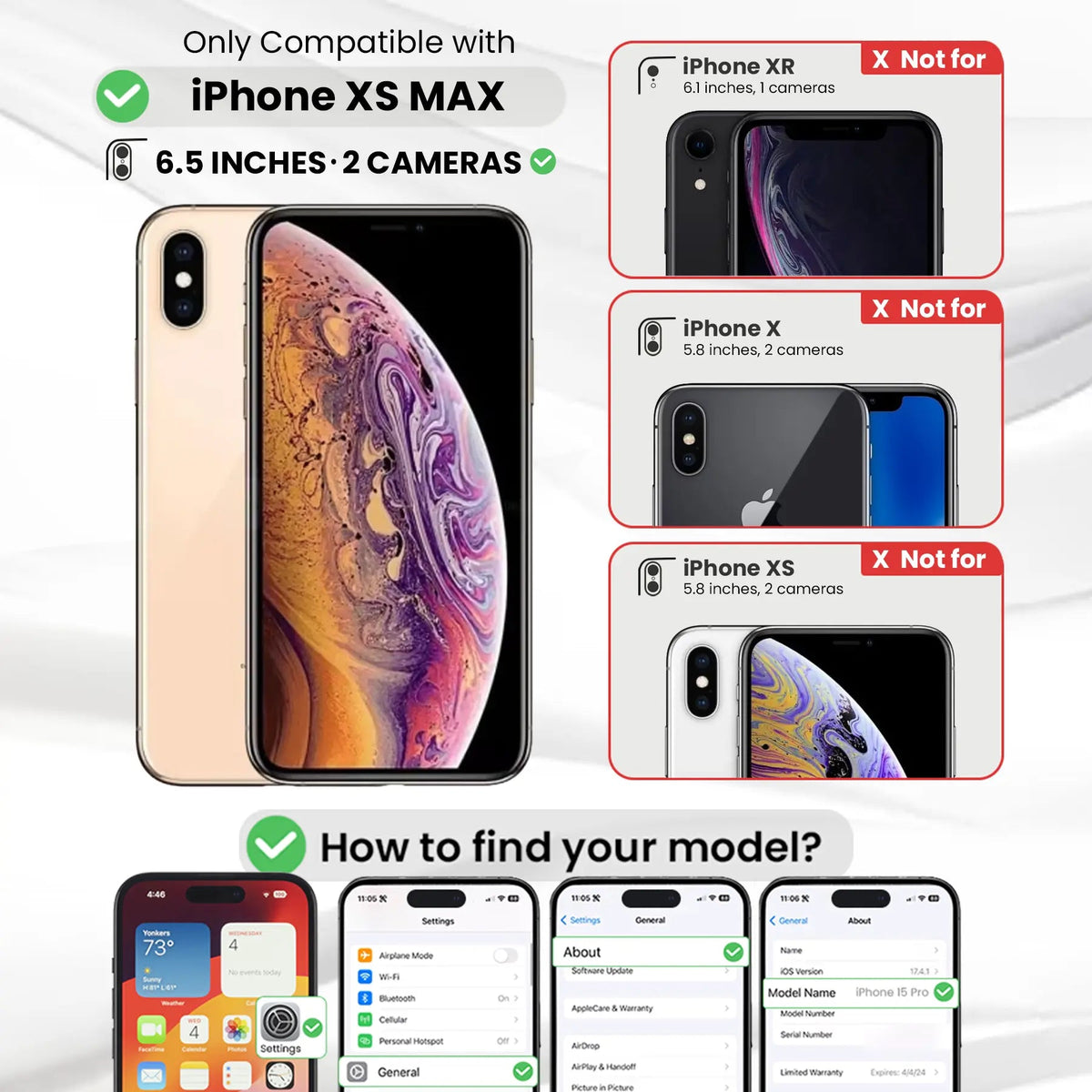 Entronix Clear Screen Protector Compatible with iPhone XS Max - 3-Piece Combo