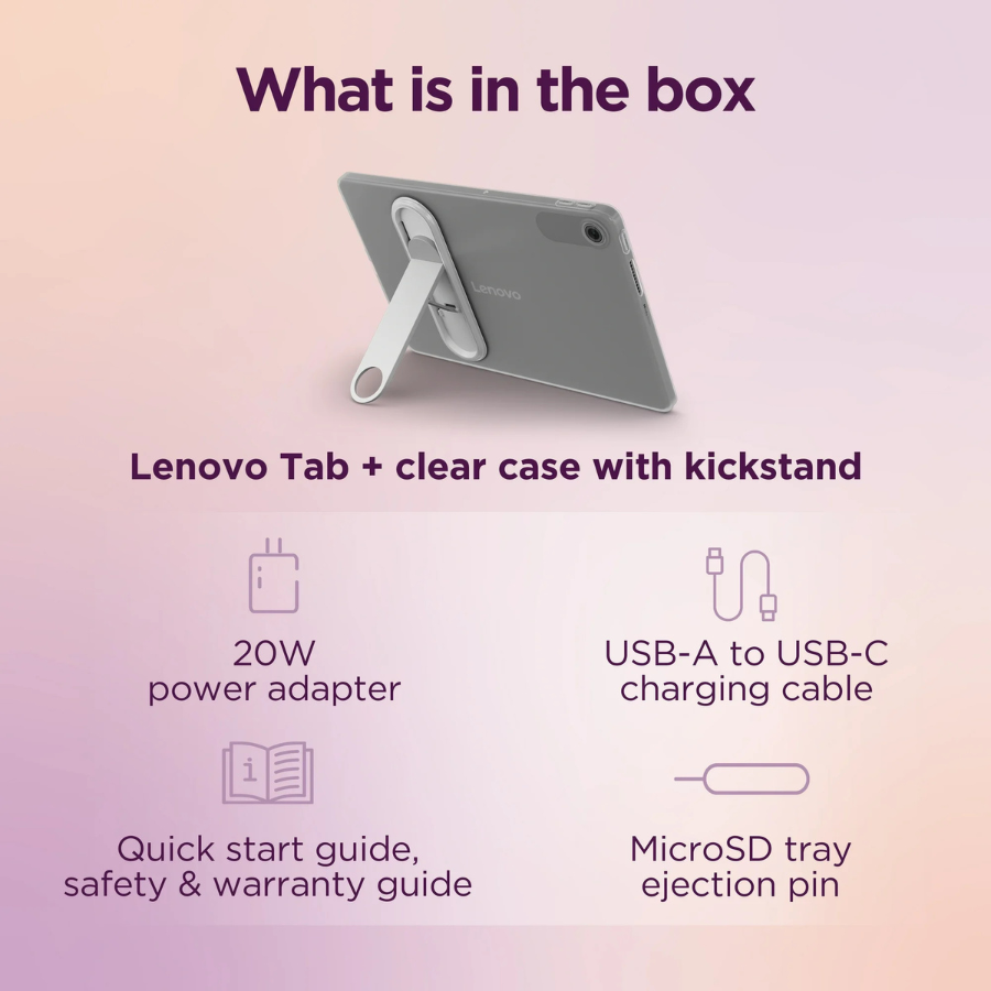 Lenovo Tab 10.1" Android Tablet – 4GB RAM, 128GB, 4G LTE, Android 14, Luna Grey