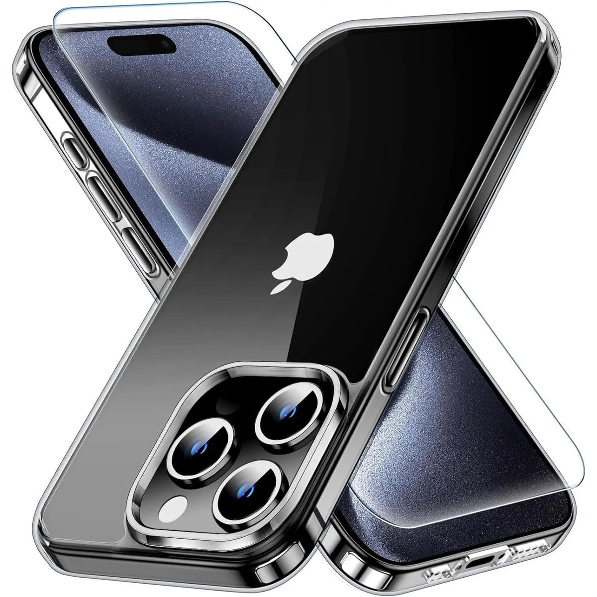 Entronix Bundle Compatible with iPhone 15 Pro - [Hard Back] Clear Case & 1 Clear Screen Protector